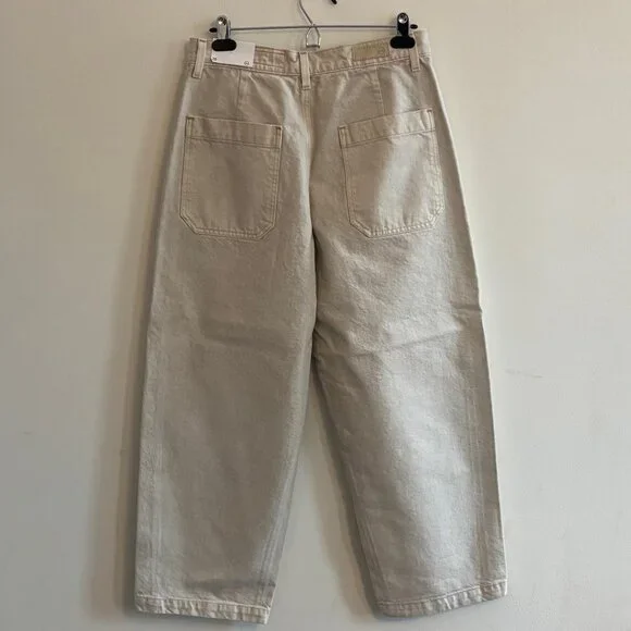 NEW AG Jeans Camille Utility Barrel Leg Denim Jeans Size 28 Oatmeal Beige - Picture 10 of 10